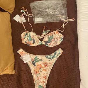 Monday swimwear bikini floral pattern size small top and size medium bottoms